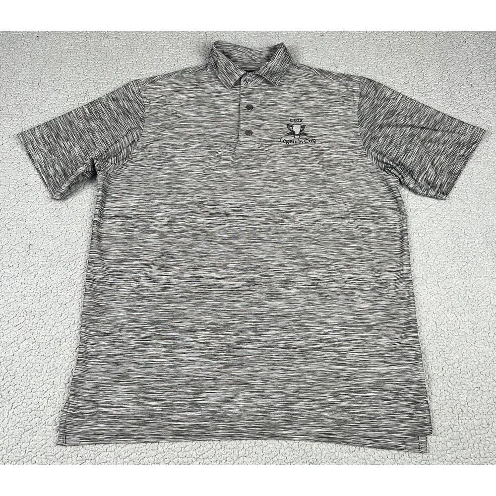 Footjoy Shirt Mens Medium Gray Polo Stripe Golf FJ Short Sleeve Legends Cup 2018
